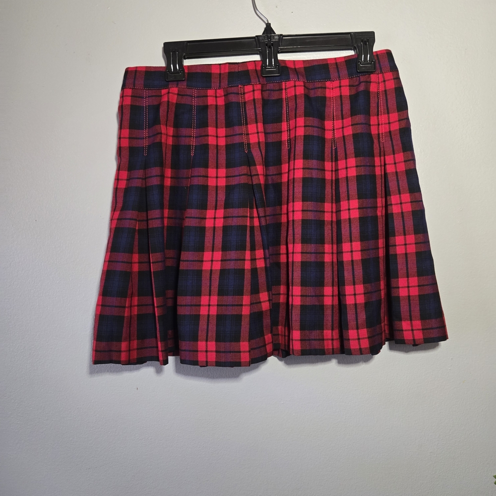 H&M Divided Red Plaid Pleated Mini Skirt – Size 12 Grunge Punk Goth